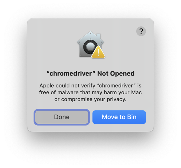 warning chromedriver